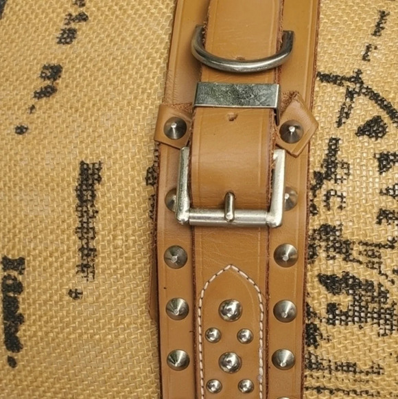 French Connection Vintage Nailhead Wide Leather Belt M/‎ L - Picture 4 of 14